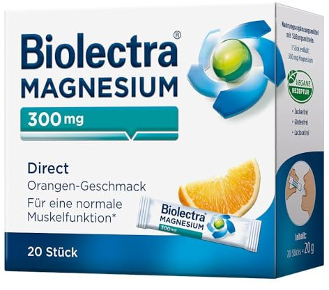 Biolectra Magnesium 300 mg direct Orangengeschmack Pellets in Sticks, 20 St. Beutel