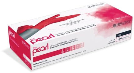Unigloves Nitril-Handschuhe rot puderfrei - RED PEARL - 100 Stck. (Größe: 9-10 / XL)