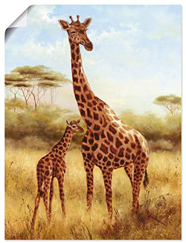 ARTland Wanddeko Poster & Kunstdrucke Wandposter 30 x 40 cm Tiere Wildtiere Giraffe Malerei Ocker Giraffe A0WP