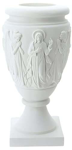Grabvase Weisse Kunstmarmor Jesus mit Engeln