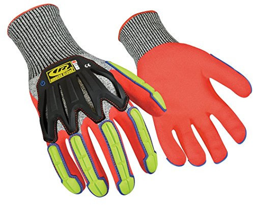 Ringers Guanti 065 R-Flex Impact Nitrile – Guanti da impatto leggeri, massima flessibilità, XXL, grigio, rosso (065-12)