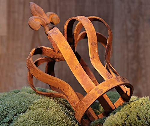 Nostalgic Garden Gartenkrone Krone Dekokrone Gartendeko Edelrost Rostkrone braun Gross Metall massiv 27cm Rost