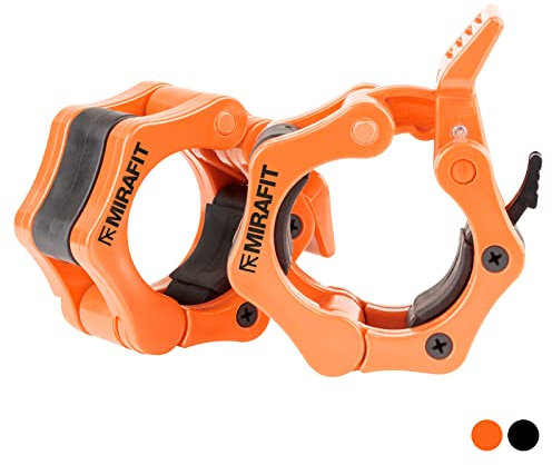 Mirafit Pair of 50mm Olympic Weight Bar Clamp Collars - Black, Green, Orange or Red