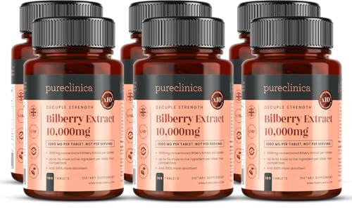 Estratto di mirtillo 10.000 mgx1080 cpr (6 bott.)-10 volte più antocianidine x cpr degli altri integratori-E 5 mg di estratto di pepe nero per l'aumento dell'assorbimento del 300%