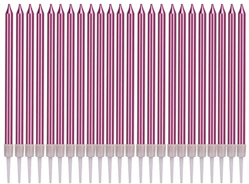 LUTER metallo Candele di compleanno in Titolari d'oro Rosa Top Candele torta di compleanno Lunghe Candele Cupcake sottili per la decorazione della festa di nozze (24 pezzi)