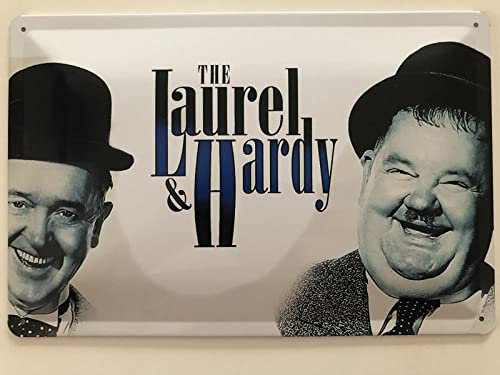 Blechschild 20x30cm gewölbt Laurel & Hardy Dick & Doof Lachen Deko Geschenk Schild