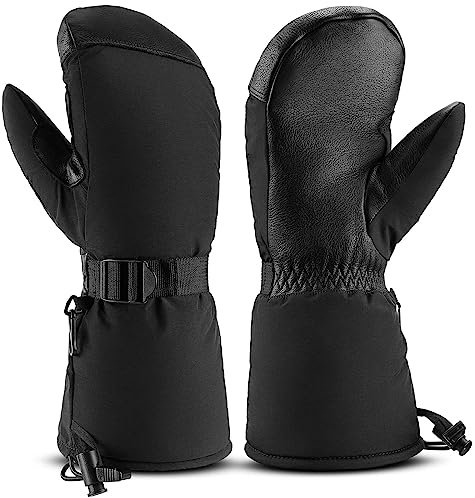 OZERO Herren Winterhandschuhe Wasserdicht Skihandschuhe: Gefüttert Motorradhandschuhe Warm Handschuhe für Fahrrad Snowboard Outdoor (1017BK, XL)