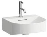 Laufen Sonar Aufsatz-Handwaschbecken, 1 Hahnloch, mit Überlauf, 410x420mm, inkl. Ventilabdeckung, inkl. Schablone, weiß, Farbe: Weiß - H8163410001041