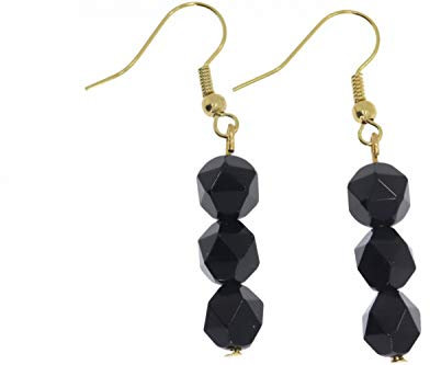 Onyx Schmuck Ohrhänger 45x8mm - Gold Farben - HS1388