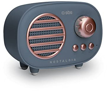 SBS Kabelloser Lautsprecher 3W Sanremo – tragbarer V 4.2 Bluetooth Retro-Lautsprecher, 3 Watt, 300 mAh, Slot für Micro-SD-Karte, Buchseneingang 3,5mm, Eingang für USB, Laufzeit: 2/3 Stunden
