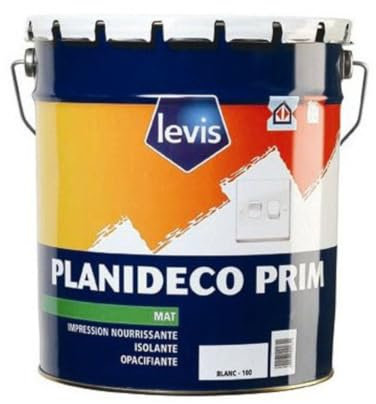 LEVIS - Levis Planideco Prim Peinture d'Impression Glycéro - Bois & Plâtres - Intérieur & Extérieur - Conditionnement 5L, Couleur BLANC