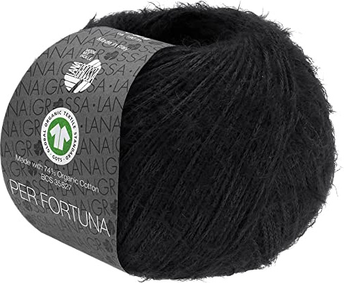 LANA GROSSA Per Fortuna GOTS | Leichtes Sommerflauschgarn mit Baumwolle | Handstrickgarn aus 74% Baumwolle (Bio) & 26% Polyamid | 50g Wolle zum Stricken & Häkeln | 190m Garn FB 10