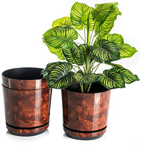 KORAD Set of 3 Wooden Plant Pots 21 cm - Decorative Planters in the Size of 21 cm for Flowers, Herbs, Plant Compositions OSL 21/144 x3