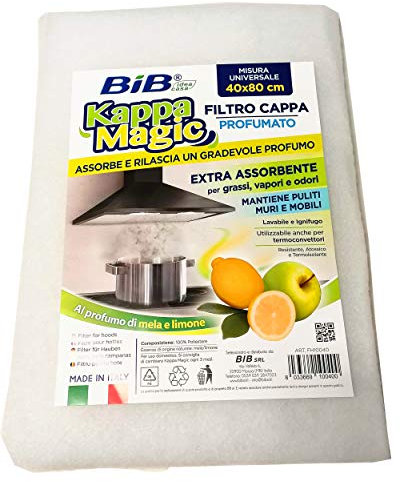 Bib Filtro Cappa Cucina Profumato 40x80 cm, Filtro per Cappe Aspiranti Universale e Ritagliabile Assorbente