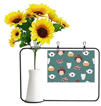 Beauty Gift Théière en forme de fleur de riz - Motif : chat - Tournesol artificiel japonais - Carte de bénédiction