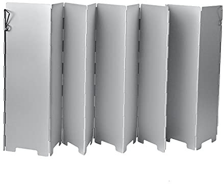 luckxuan Spritzschutz 10/12 Platten Aluminium Camping Herd Windschutzscheibe, Faltende Outdoor-Herd Windschutzscheibe Windschutzscheibe mit Tragetasche (Color : Silver, Size : 10 Plates)
