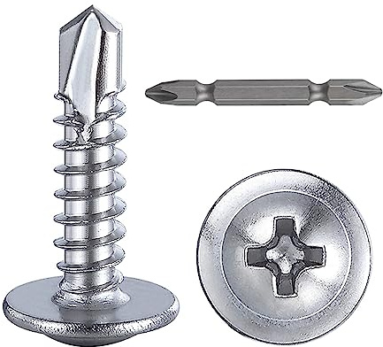 Wensilon（300pcs）#8×3/4”for Sheet Metal Self-Tapping Screws 410 Stainless Steel Truss Head High-Strength Quick Tapping Screws