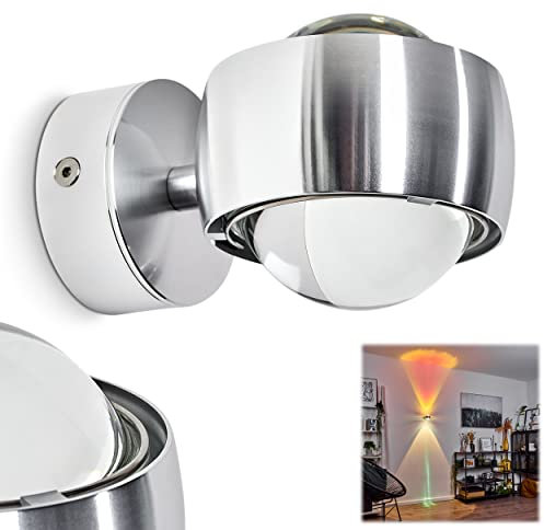 Wandleuchte Sapri, moderner Wandstrahler aus Metall/Glas in Silber/Klar, 1 x G9, ohne Leuchtmittel, Wandspot mit tollem Lichteffekt, Up&Down Leuchte, Lieferumfang: 1 x Farbfilter rot