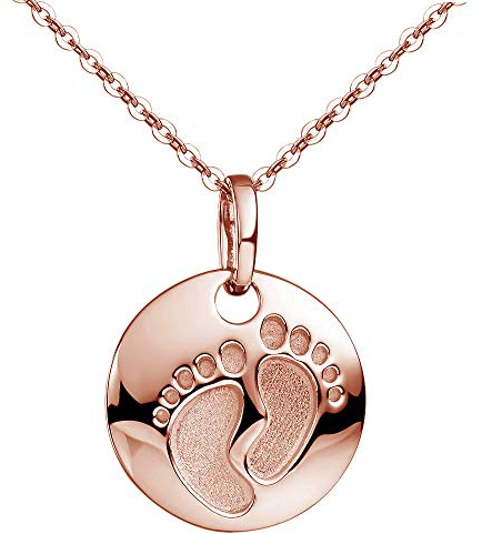 MATERIA by Matthias Wagner Damen Kettenanhänger Rosegold Silber 925 - Anhänger Babyfüße 16mm vergoldet