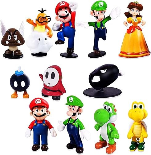 12 Stück Tortenfiguren, Geburtstag Deko, Cupcake Deko, Super Tortendeko Cartoon, Kindergeburtstag Party Kuchen, Geeignet für Babyparty, Figuren-Set (12 Packungen)