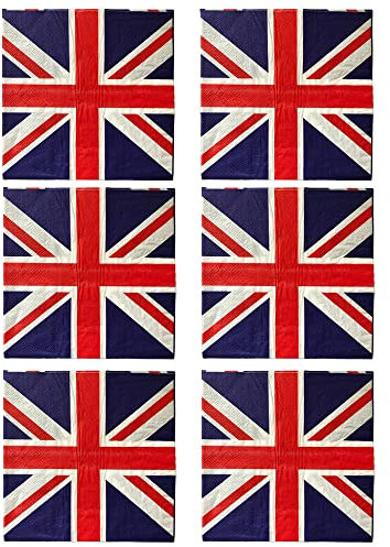 ZOPPER 12 x Union Jack Paper 2ply Napkins UK Flag Tableware Party Supplies for Celebrate The King Charles Coronation Decorations