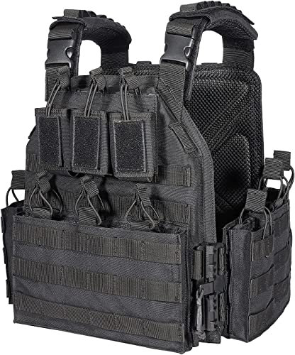 Save & Protect Trading Plattenträger Chest Rig Schwarz - Taktische Weste mit Schnellverschluss Molle Pouch Magazintasche - Paintball Airsoft Militär Polizei