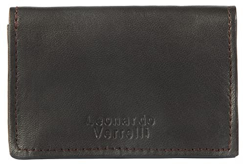 LEONARDO VERRELLI Unisex-Kartenetui Leder 10,2 x 6,9 x 1,2 cm 3020033 (Dunkelbraun)
