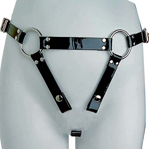 ALMYMM Keuschheitskäfig Anti off Gerät Penis käfig Keuschheitsgürtel Set Zubehör Chasity Belt Trainer Gürtel Bondage Penis Käfig Leder Gürtel Sexspielzeug für Männer (M-taille 81~93 cm)