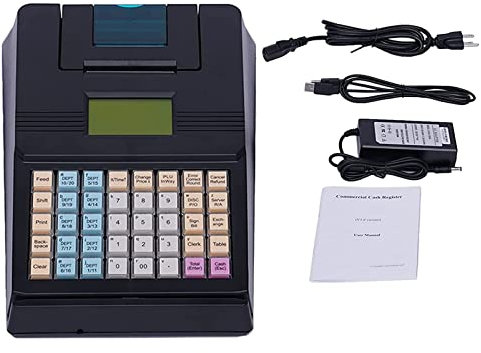Registrierkasse, 40 Key 8 Digital Electronic POS System -Registrierkasse mit LCD -Display, gewerbliche Registrierkasse für kleine Unternehmen/Einzelhändler/Supermarkt/Lebensmittelgeschäft,Black