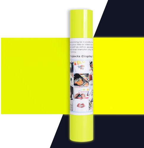 IModeur PU Plotterfolie Textil Gelb Neon - 30,5 x 275 cm Flexfolie Plotter Textil Gelb Fluoreszierend für Cricut Maker, Silhouette, Textilfolie gelb für Kleidung, Mützen, Hosen, andere Stoffe