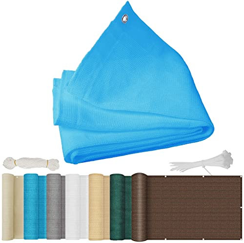 Sonnensegel Sonnenschutz 1.4x3.2m Balkon Sichtschutz Sonnensegel Universal Wind- und UV-Schutz für Pflanze/Gewächshaus/Scheune/Hof, Blau