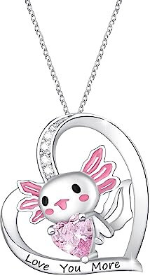 MAKOBLESSMOMO Niedliche Axolotl-Halskette für Mädchen, Damen-Kristallanhänger, Halsketten, Geschenke, Schmuck, Geschenke für Mädchen, Tochter, Enkelin, Nichte, Geburtstag