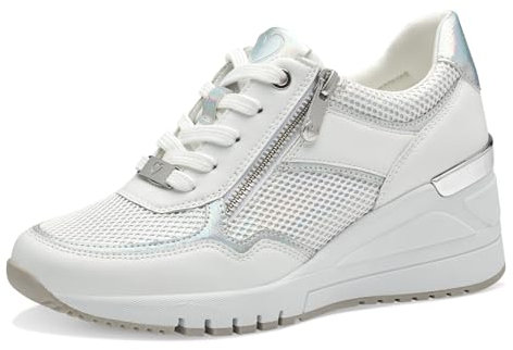 MARCO TOZZI Damen Wedge Sneaker mit Reißverschluss Vegan, Weiß (White Comb), 38 EU
