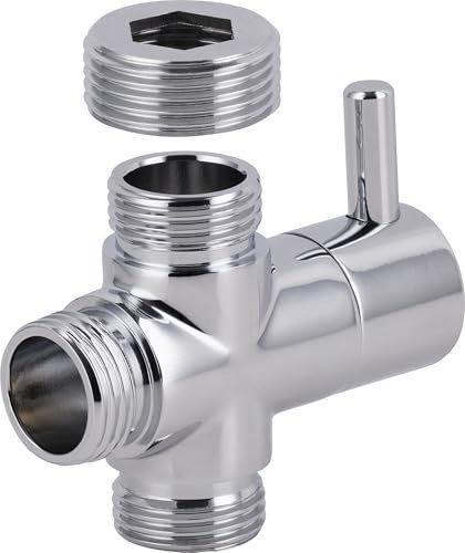 Inversor de ducha 3 vías 1/2 + adaptador 3/4 | Cromado con mando selector | Ideal para grifos o columnas | Resistente y fácil de instalar | EUROSANIT
