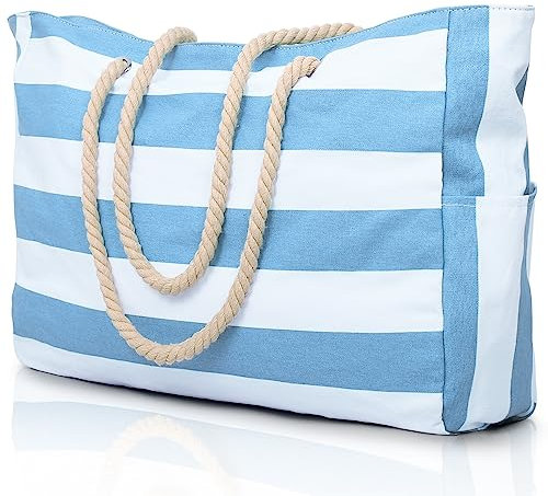 oscaurt Strandtasche Groß Saunatasche Reisetasche Tote Bag Badetasche mit Reißverschluss Shopper Tasche Damen Strandtasche XXL Familie Einkaufstasche Umhängetasche