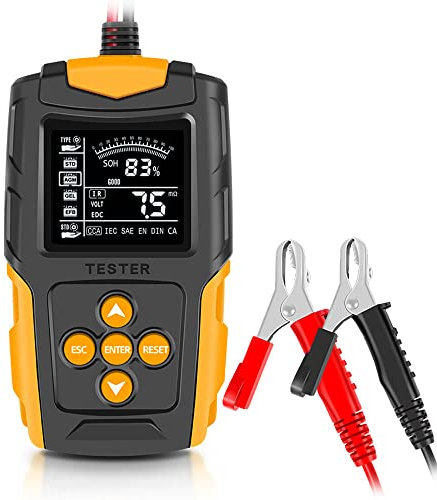 Shkalacar Batterietester für Auto, 12 V/24 V, digitales LCD-Diagnosegerät für Autoladegerät, SOH SOC CCA, IR-Messung für Auto, LKW, Motorrad
