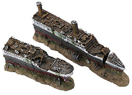 Akozon Titanic Lost Wrecked, Aquarium-Dekoration, Kreatives Aquarium, Boot, Schiff, Versunkenes Schiff, Dekoration, Ornament, Wrack-Ornamente