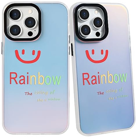 SharkProten Case for iPhone 14 Phone Case Cover Holographic Laser Bling Kawaii Pattern TPU PC Shockproof Anti-Scratch Bumper Phone Shell for Women Girls Female Femininity 6.1 Inch