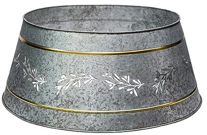 Ivyline Mistletoe Cut Out Tree Skirt in Galvanised – Lightweight & Rust Resistant Home Accessory – Christmas Tree Stand Cover – D67 x H 25cm