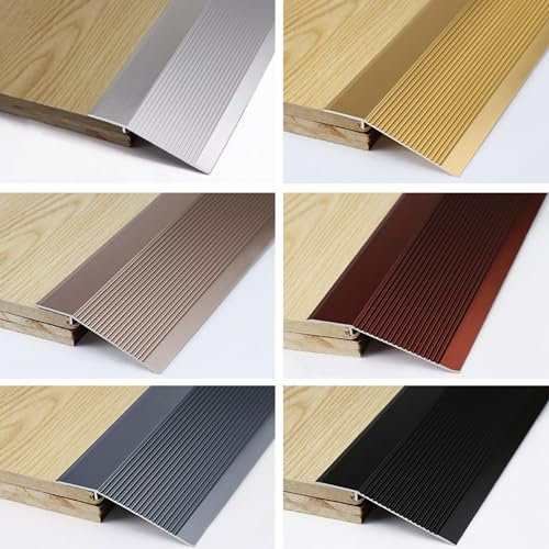 SAGIDAR Barre De Seuil Aluminium De 10cm Large, Profil Rail De Transition Plate, Baguette Recouvrement pour Sol Irrégulier, Bandes De Connexion Antidérapantes, Bandes De Transition De Seuil Robustes
