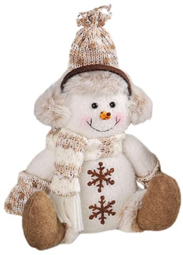 Amosfun Weihnachts-Schneemann-Puppe Plüsch-Schneemann Mit Mütze Schal Handschuhen Ornament Dekorative Schneemann-Figur Für Weihnachtspartys Tischdekoration