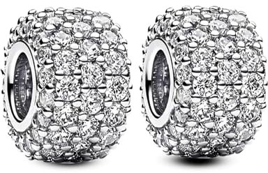 Annmors Sliver Clear Spacer Charms Abalorios Colgante Cuentas Plata Ley 925 con Circonita Compatible Europeo Pulsera Collar,Navidad,San Valentín,día de la madre,regalo para mujeres y niñas 2 piezas