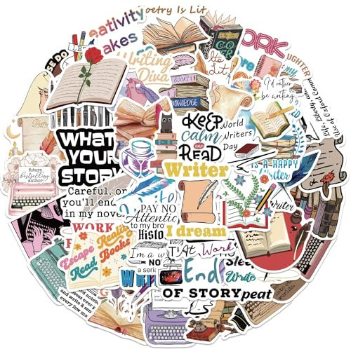 50Pcs Cartoon Writer Stickers for Kids Teens Adults Boys Girls Gift,Stickers Pack for Laptop,Skateboard,Luggage,Car,Bike, Cup,Computer,Water Bottle Decor,Cartoon Writer Vinyl Waterproof Sticker Decals