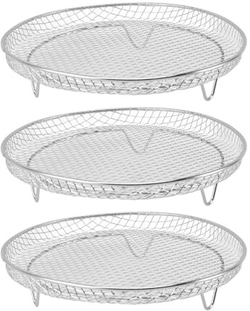 Cestello per Friggitrice Ad Aria per Forno, Cestello per Griglia in Acciaio Inossidabile da 3 Pezzi per Cosori, Set di Cestelli in Rete Antiaderente da 8 Pollici, Vassoio per