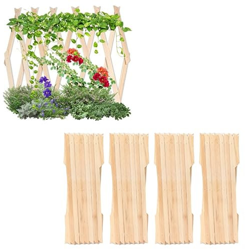 Wooden Trellis Garden wall Trellis Expanding Panels, Garden Fence Trellis for Climbing Plants & Flowers, Wall Trellis Fence Panels, Wall Decor Hanging Frame for Indoor Outdoor 6ft x 1ft (2)
