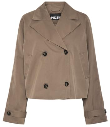 PIECES Damen Pcscarlett Ls Short Trenchcoat Noos Bc Pcscarlett Ls Short Trenchcoat Noos Bc (1er Pack)