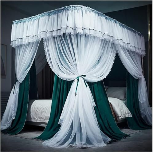 GLFNB Copriletto con zanzariera, copriletto doppio con zanzariera, tenda per letto matrimoniale di lusso (con staffa) (colore: grigio, dimensioni: 180 x 200 cm/71 x 79 pollici) (colore: verde, dim