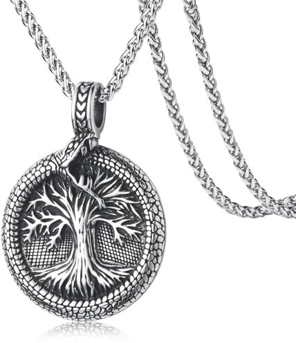 WESTMIAJW Mens Viking Necklace Norse Tree of Life Pendant Necklaces Nordic Viking Amulet Jewellery for Men 60cm