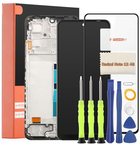 TGHongKy Pantalla Táctil LCD para Xiaomi Redmi Note 12 4G Pantalla Reemplazo para Redmi Note 12 4G Pantalla Táctil Digitalizador Asamblea con Herramientas de Reparación - [Negro con Marco]