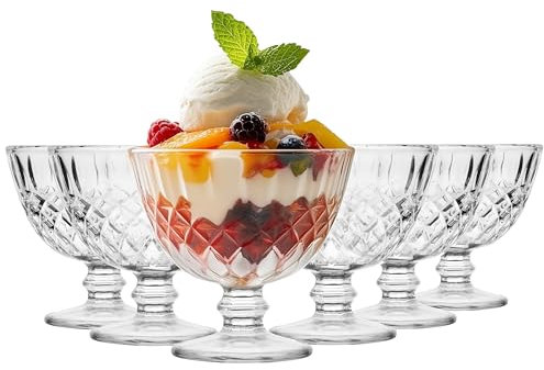 Glasmark KROSNO 1992 Lot De 6 Coupes À Glace En Verre À Pied 300 ml Pour Le Service Des Desserts Sorbets Crèmes Glacées Haute Brillance Transparence Lavable Au Lave-Vaisselle